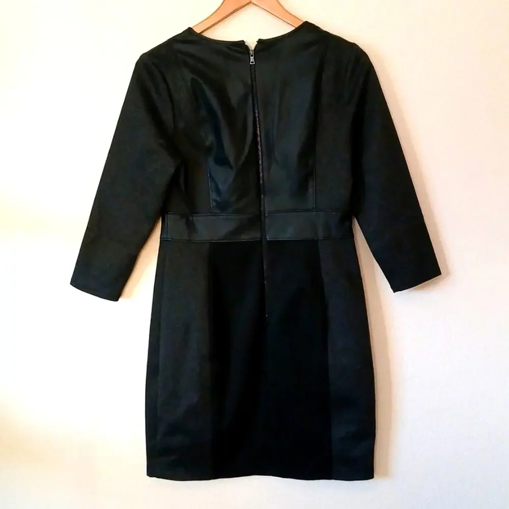 BCBGMAXAZRIA charcoal faux leather combo dress